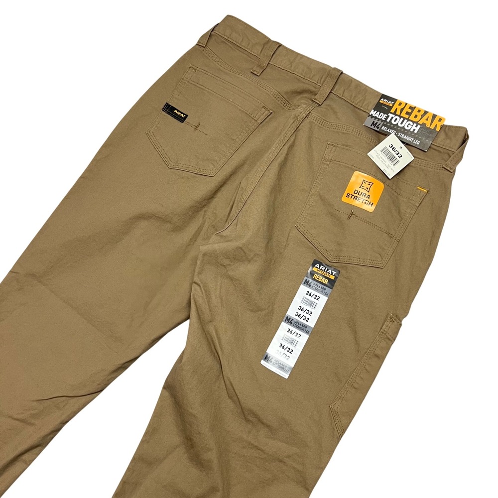 NEW Ariat Rebar M4 Relaxed Straight Leg Work Pants Field Khaki 36x32 Stretch